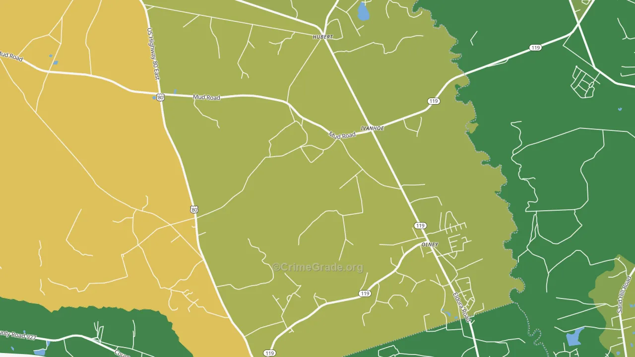 Ivanhoe, GA Map of Drug-Related Crime Rates