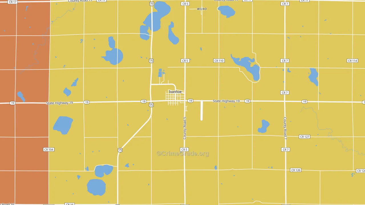 Ivanhoe, MN Map of Drug-Related Crime Rates