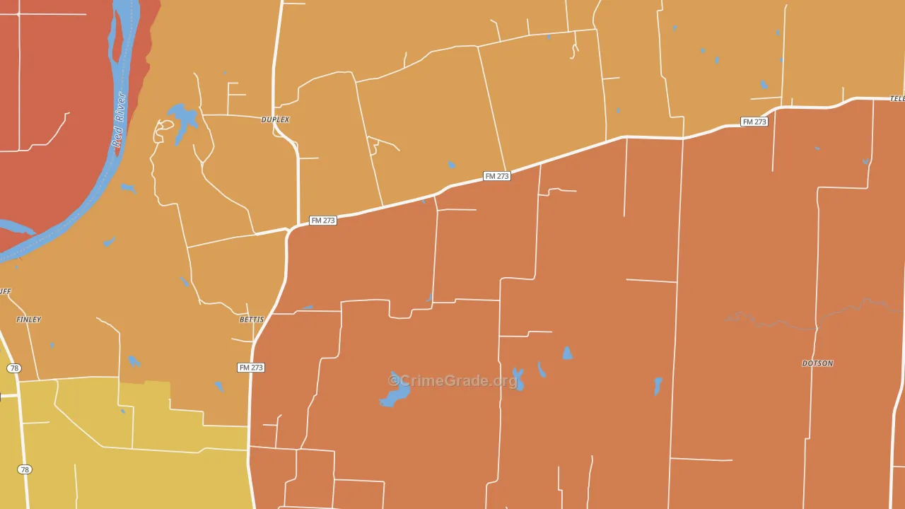 Ivanhoe, TX Map of Drug-Related Crime Rates