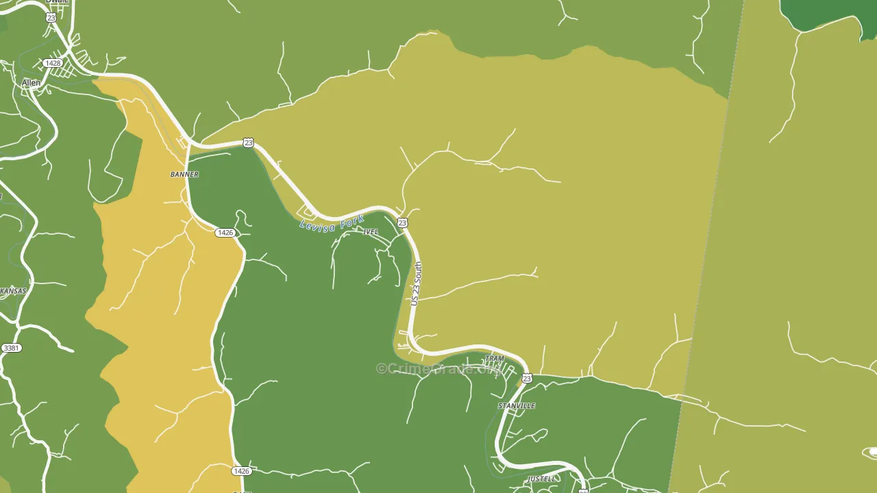 Ivel, KY Map of Drug-Related Crime Rates