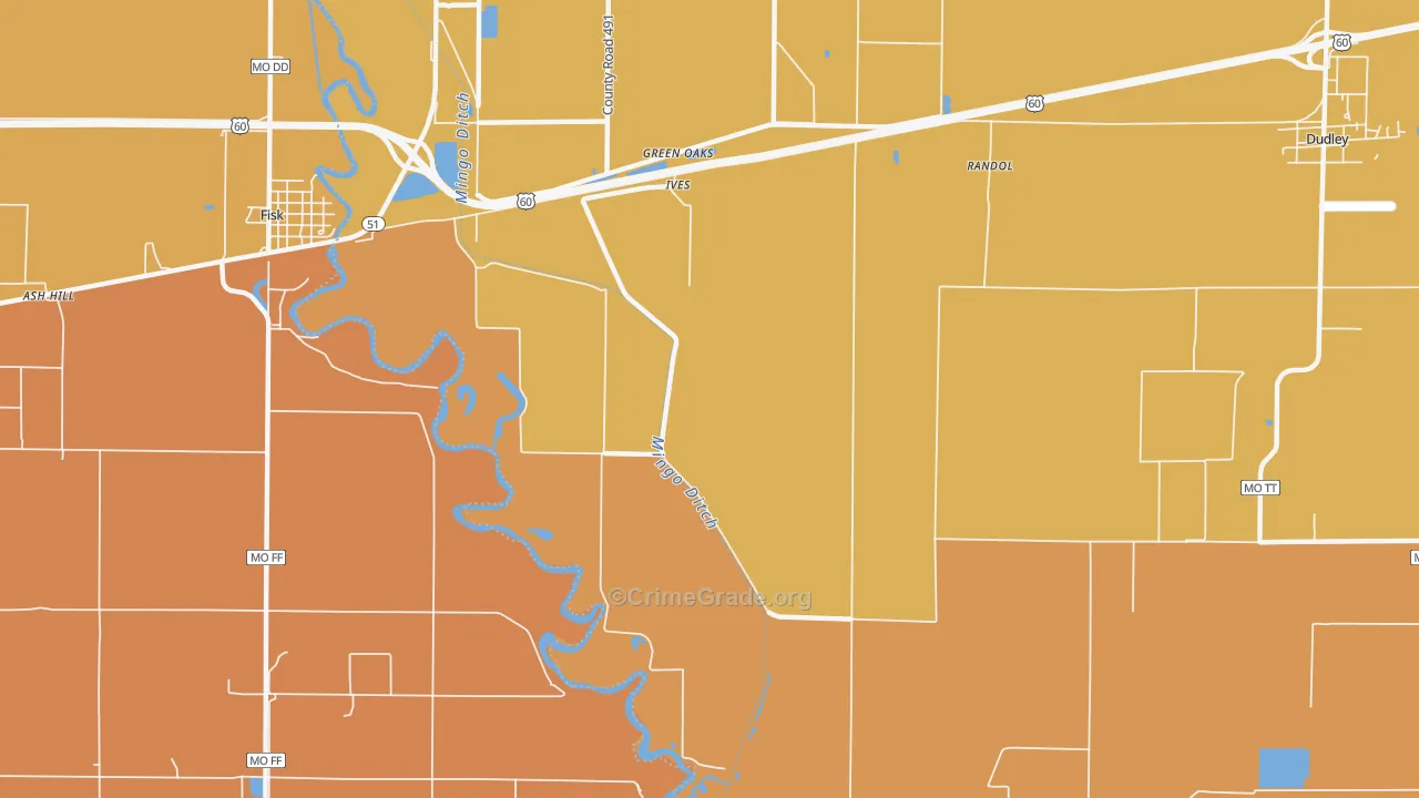 Ives, MO Map of Drug-Related Crime Rates