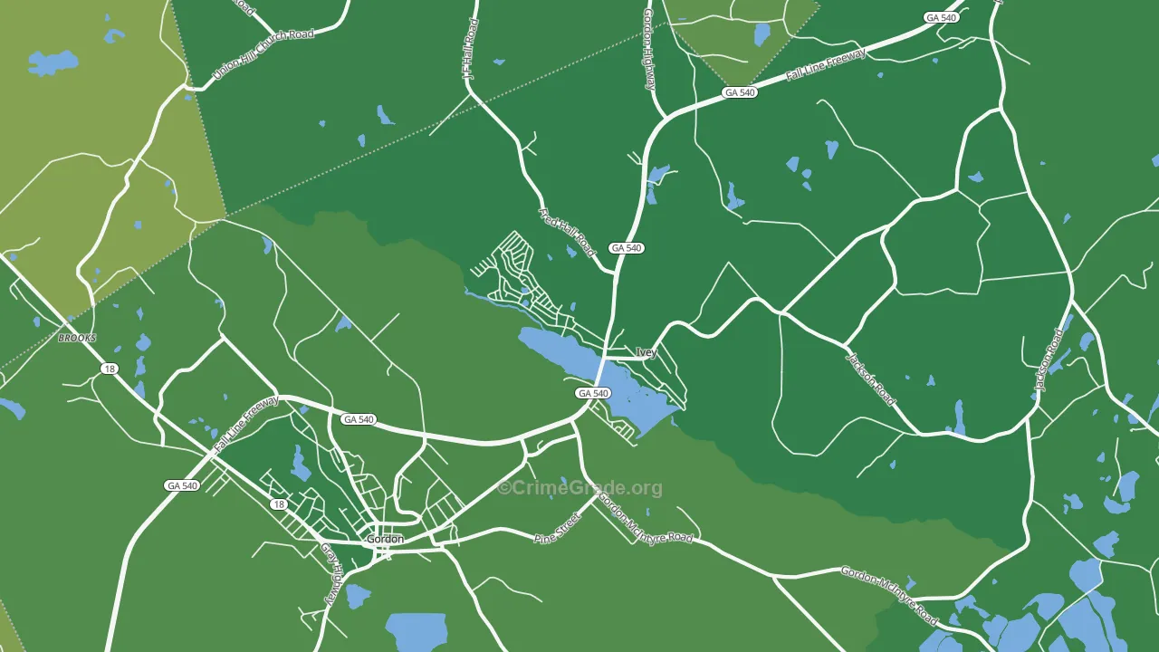 Ivey, GA Map of Drug-Related Crime Rates