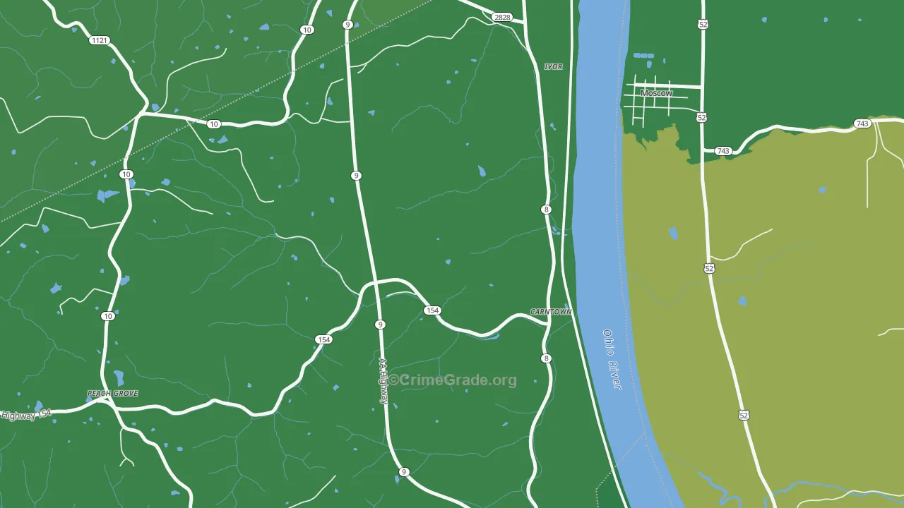 Ivor, KY Map of Drug-Related Crime Rates