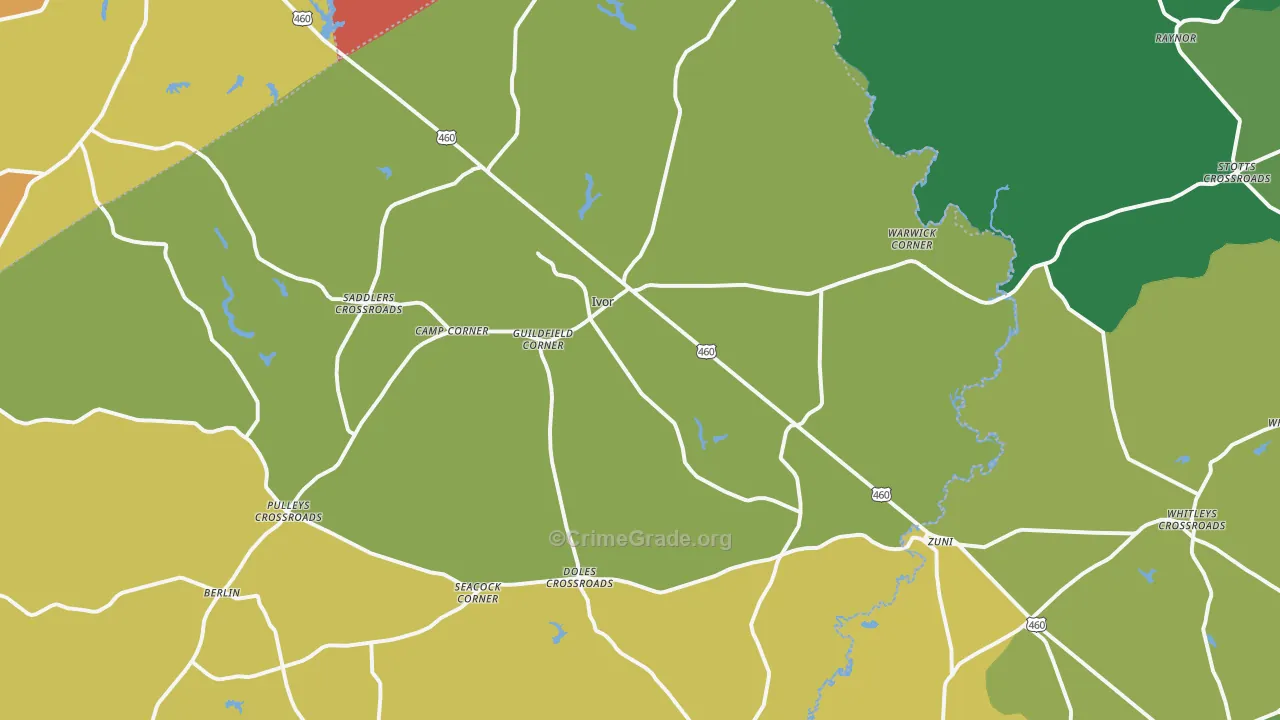 Ivor, VA Map of Drug-Related Crime Rates