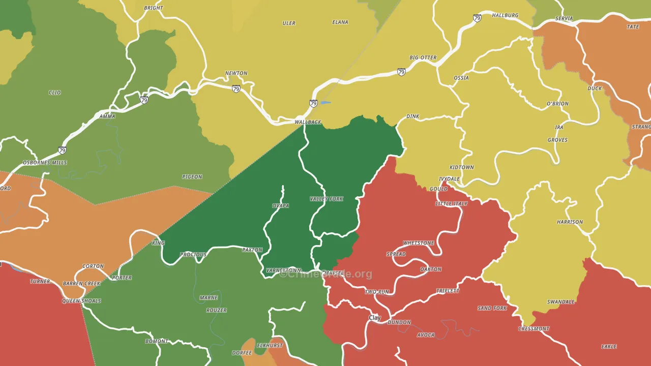 Ivydale, WV Map of Drug-Related Crime Rates
