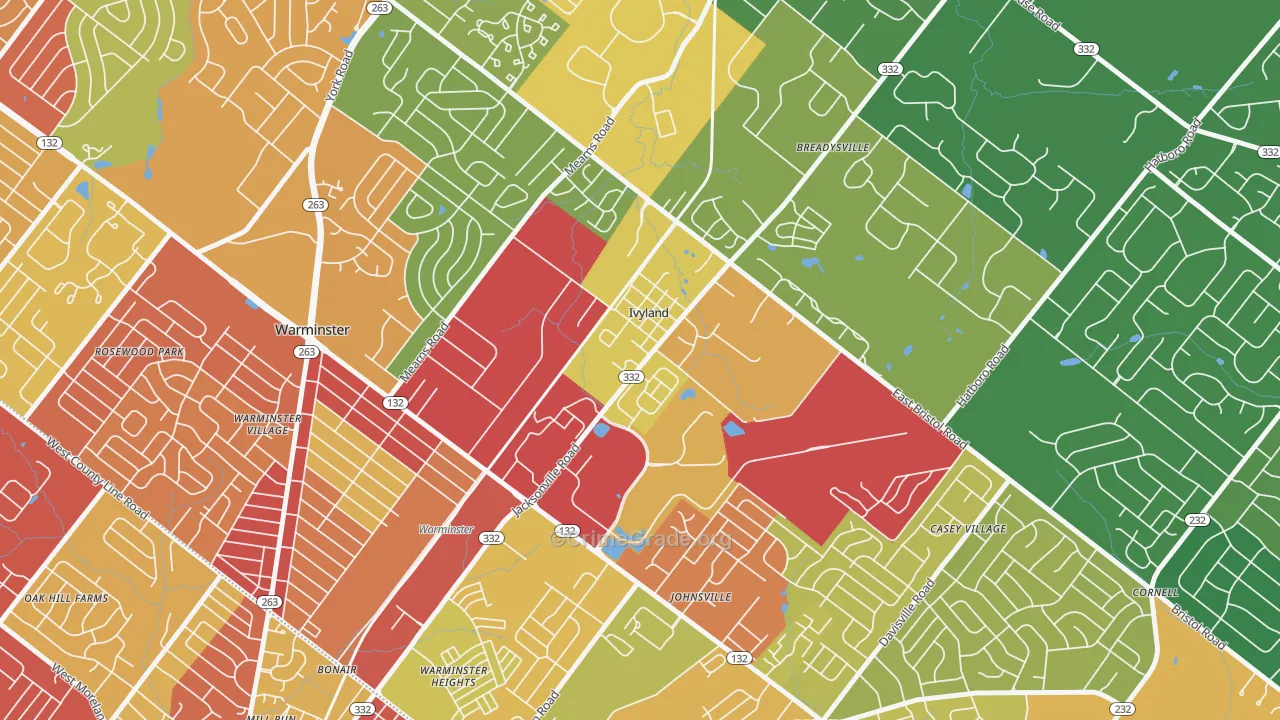 Ivyland, PA Map of Drug-Related Crime Rates