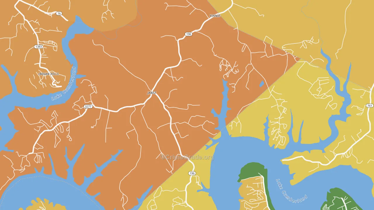 Jabez, KY Map of Drug-Related Crime Rates