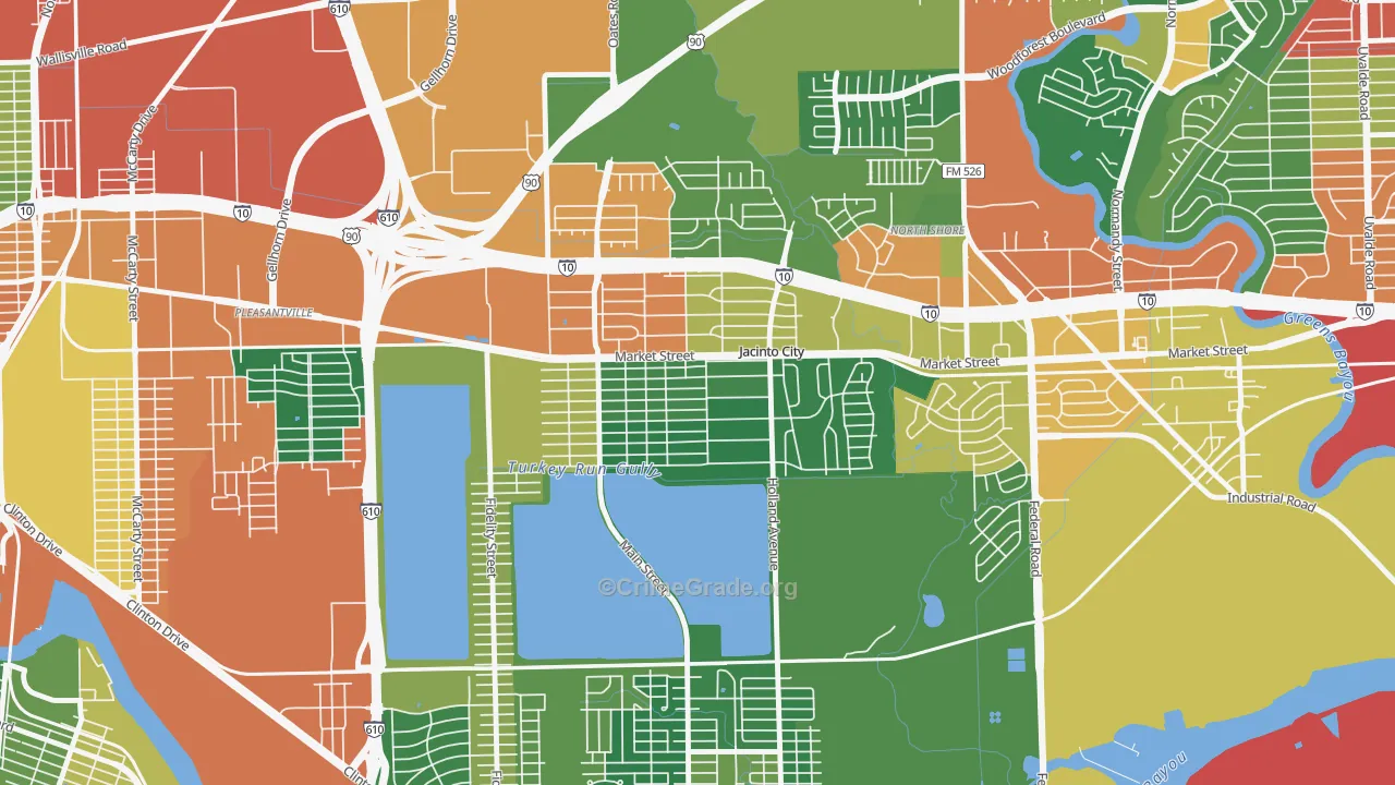 Jacinto City, TX Map of Drug-Related Crime Rates