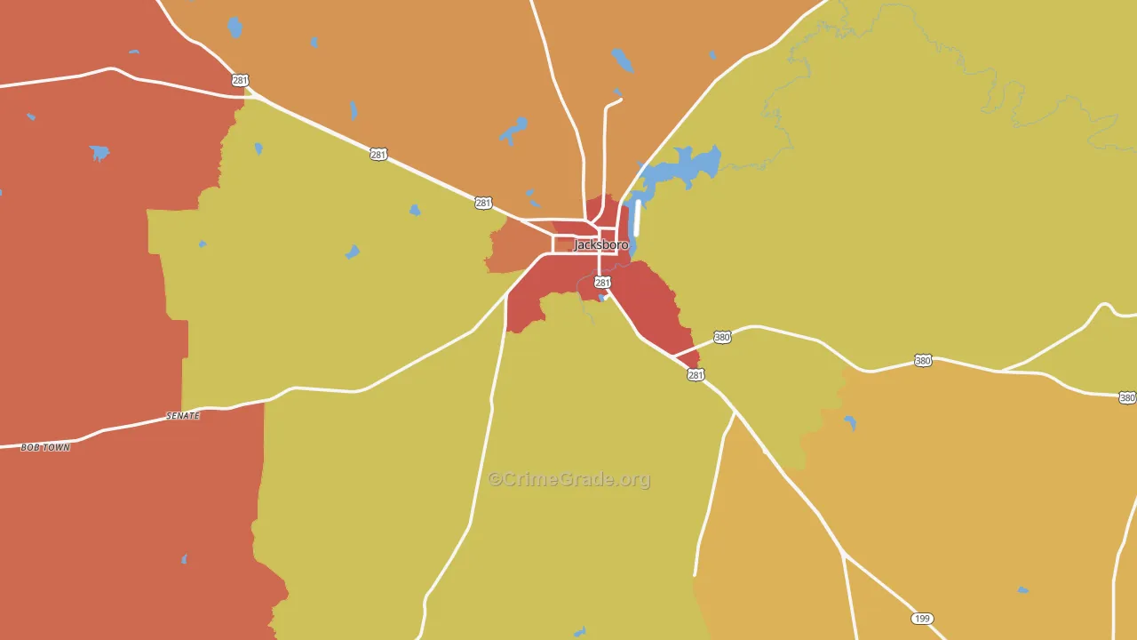 Jack County, TX Map of Drug-Related Crime Rates