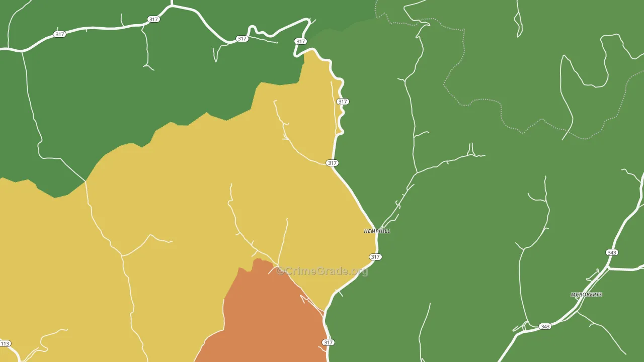 Jackhorn, KY Map of Drug-Related Crime Rates
