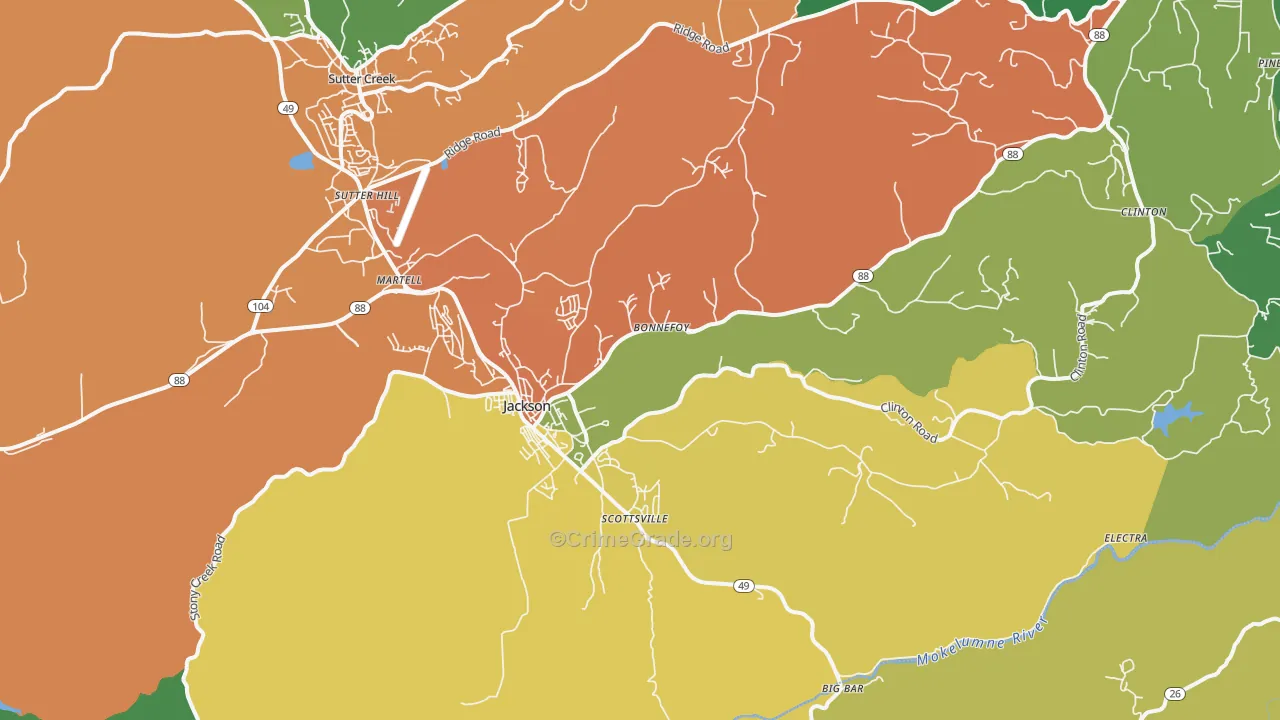 Jackson, CA Map of Drug-Related Crime Rates