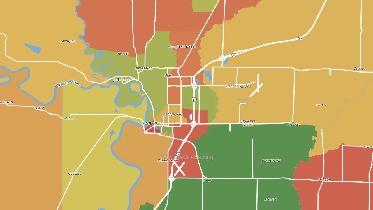 Jackson County, AR Map of Drug-Related Crime Rates