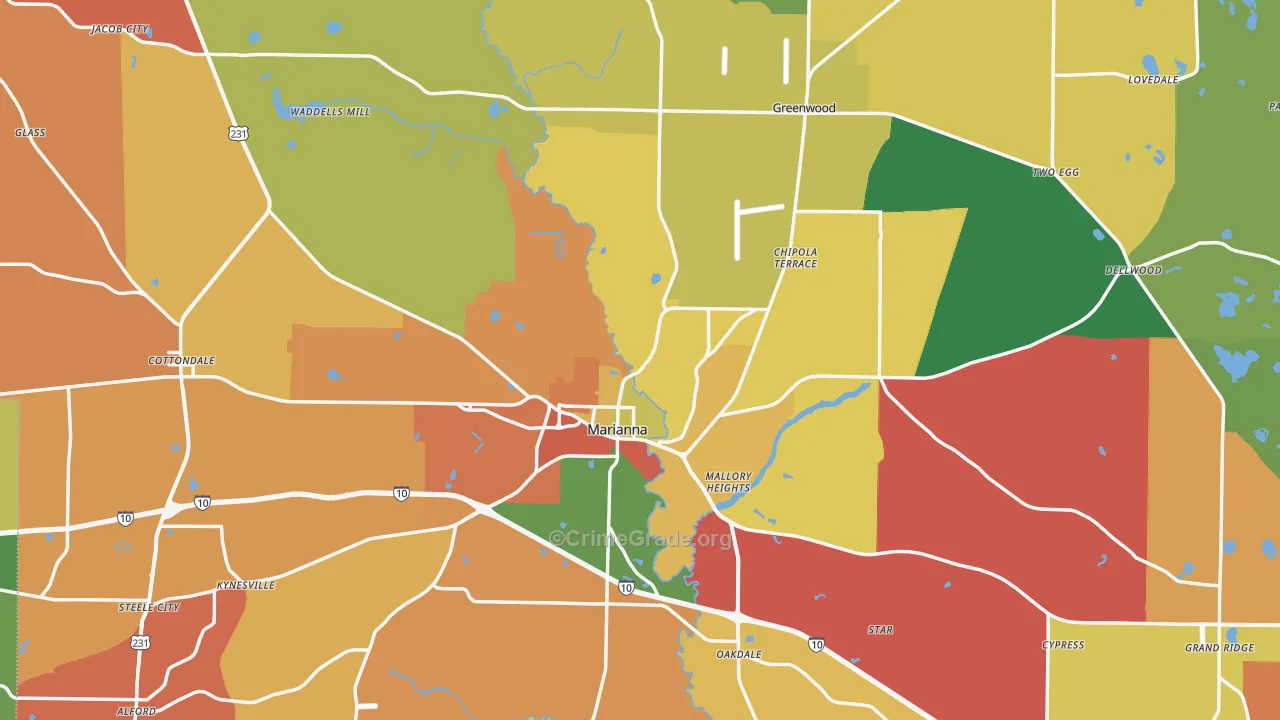 Jackson County, FL Map of Drug-Related Crime Rates