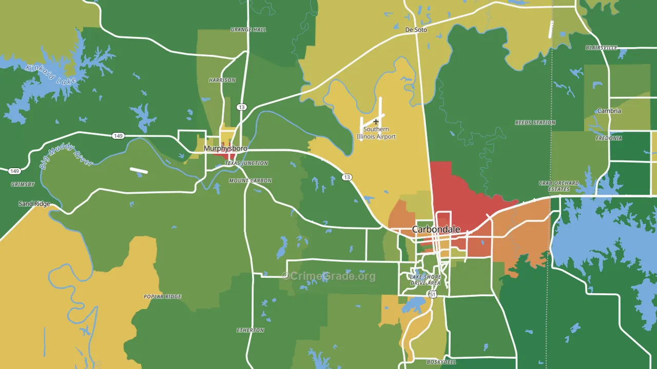 Jackson County, IL Map of Drug-Related Crime Rates