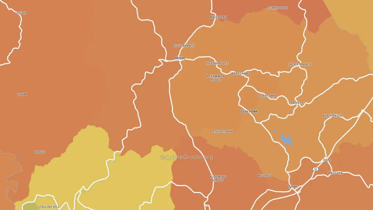 Jackson County, KY Map of Drug-Related Crime Rates