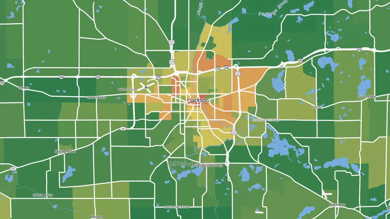Jackson County, MI Map of Drug-Related Crime Rates