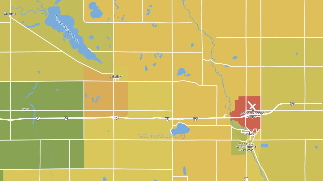 Jackson County, MN Map of Drug-Related Crime Rates