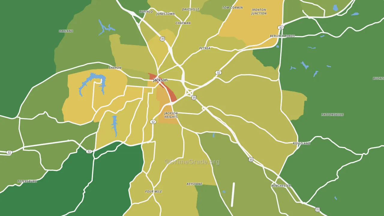 Jackson County, OH Map of Drug-Related Crime Rates