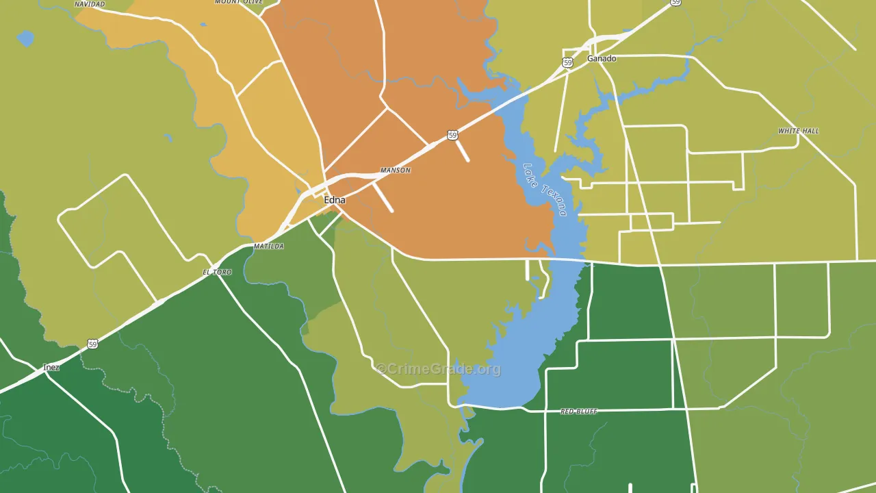 Jackson County, TX Map of Drug-Related Crime Rates