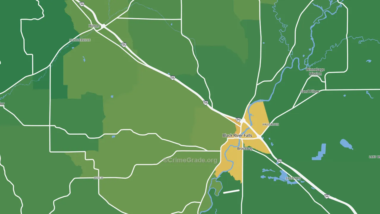 Jackson County, WI Map of Drug-Related Crime Rates