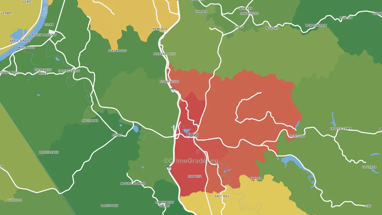 Jackson County, WV Map of Drug-Related Crime Rates
