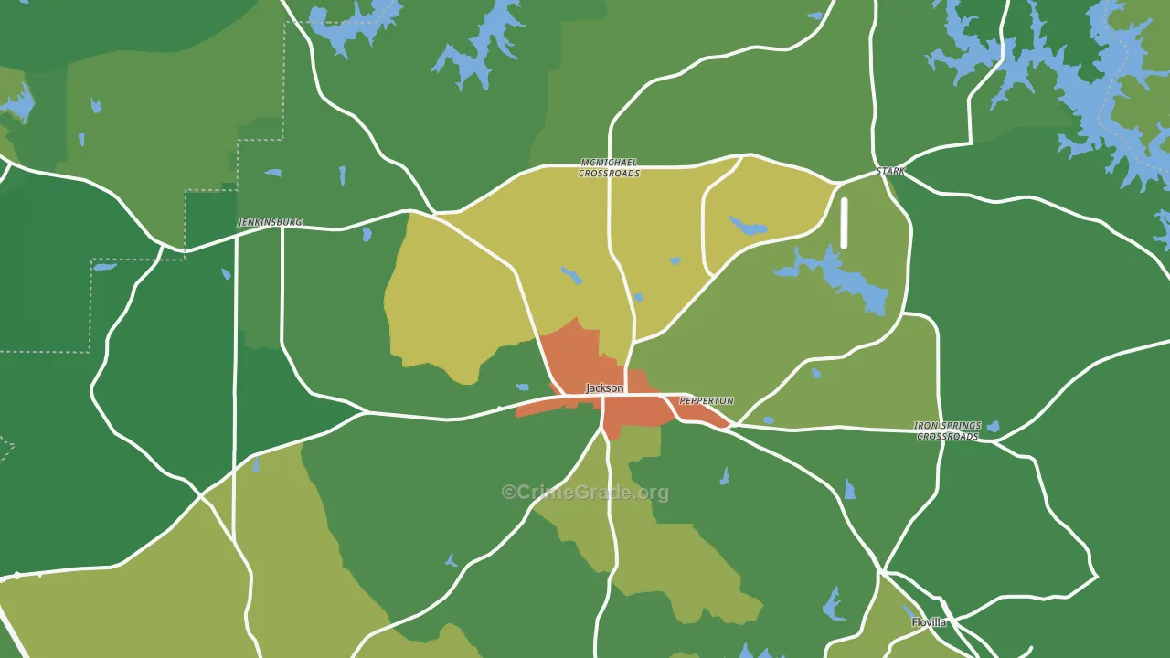 Jackson, GA Map of Drug-Related Crime Rates