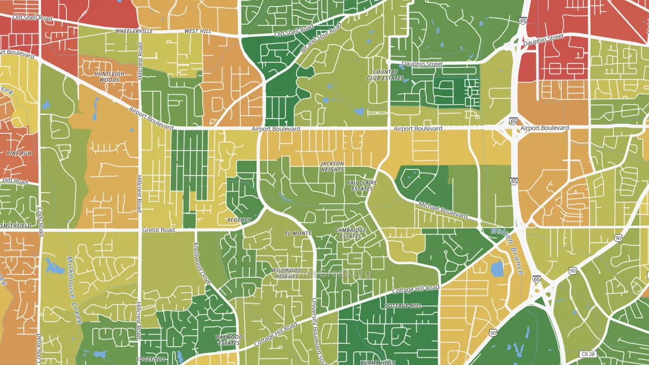 Jackson Heights, Mobile, AL Map of Drug-Related Crime Rates