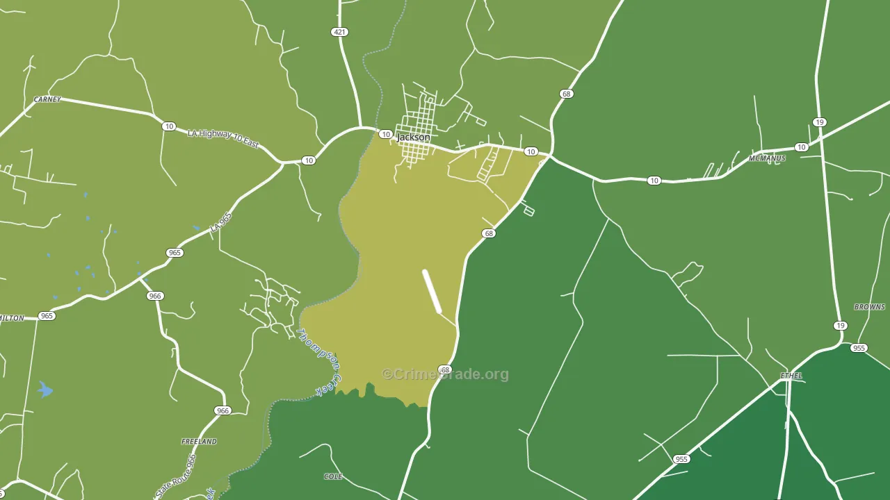 Jackson, LA Map of Drug-Related Crime Rates