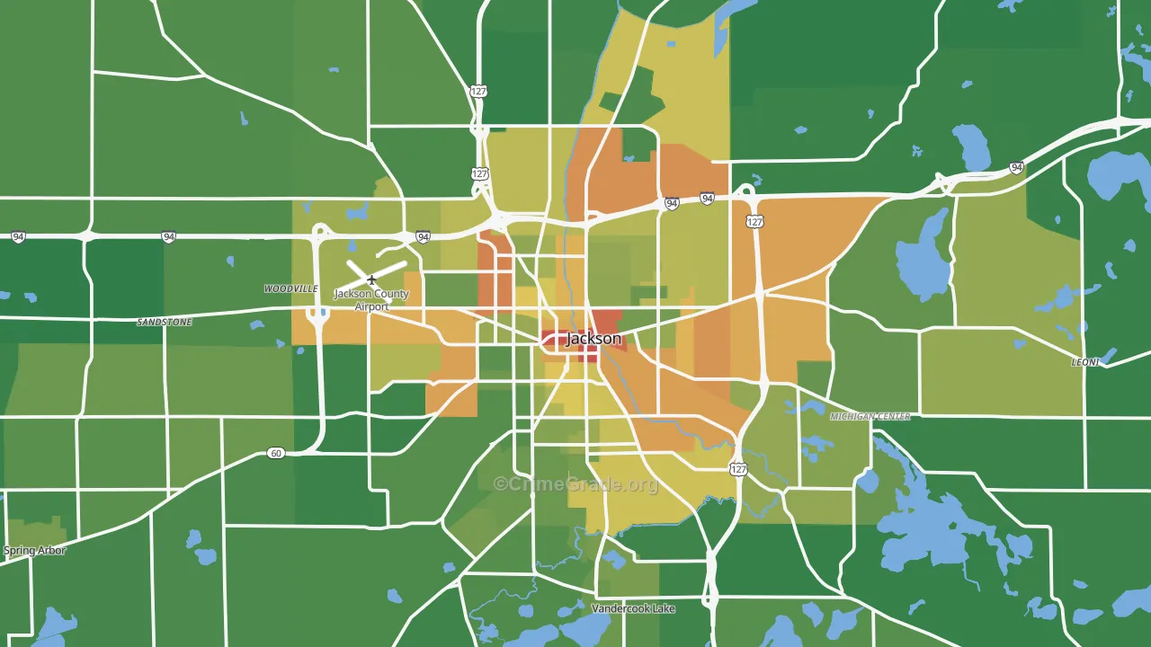 Jackson, MI Map of Drug-Related Crime Rates