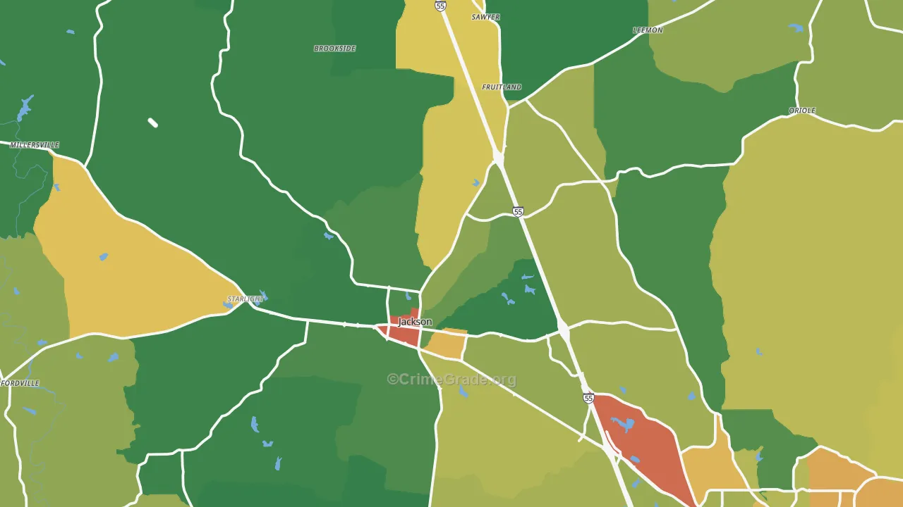 Jackson, MO Map of Drug-Related Crime Rates