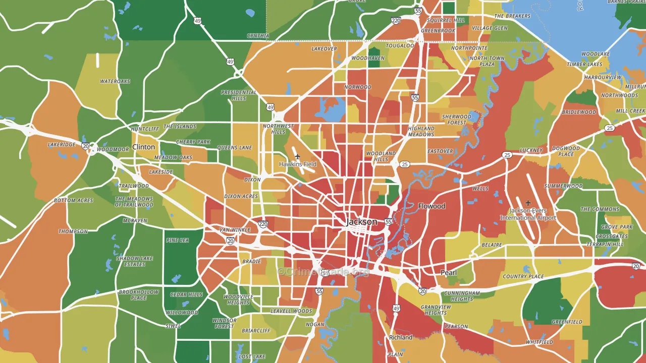 Jackson, MS Map of Drug-Related Crime Rates