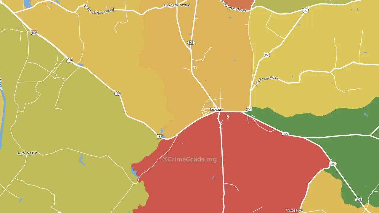 Jackson, NC Map of Drug-Related Crime Rates