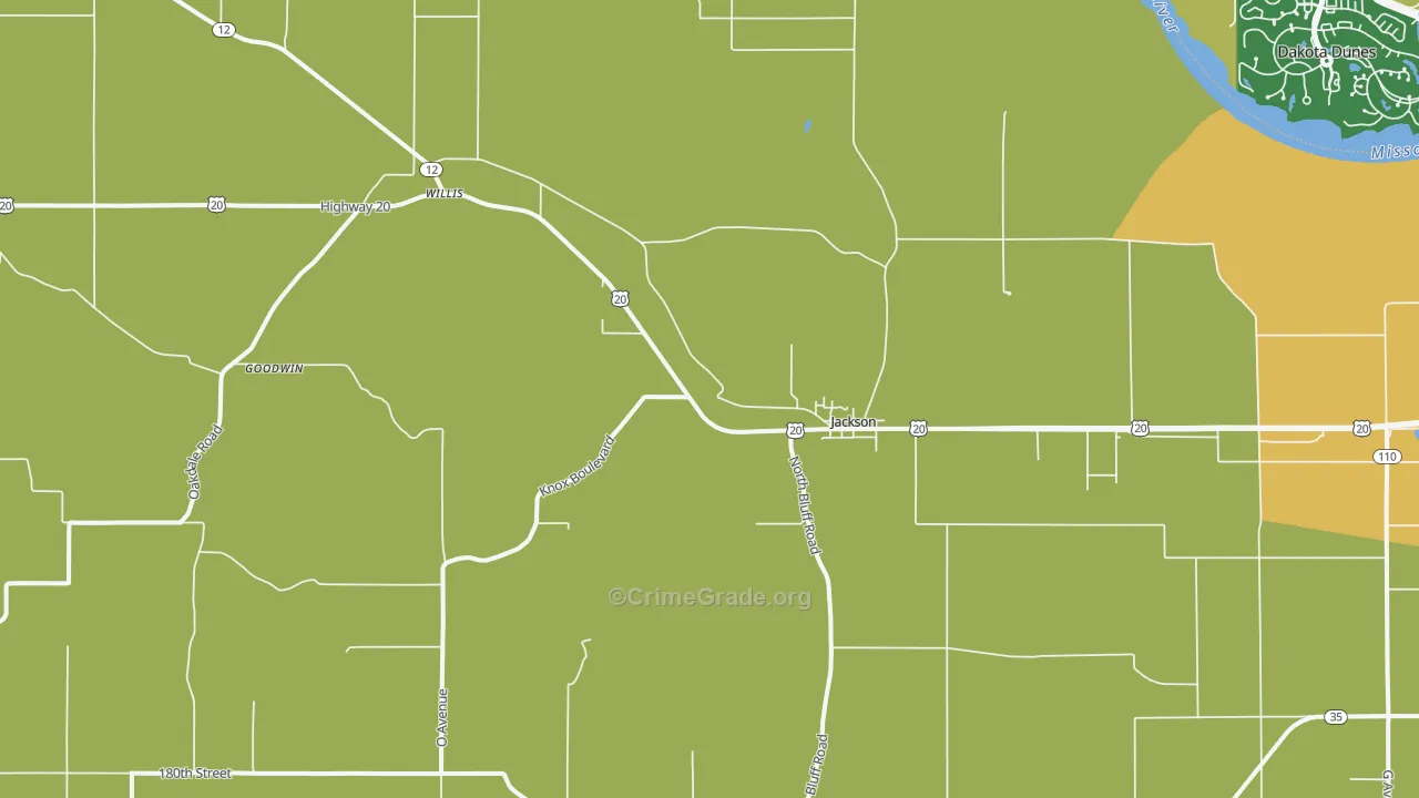Jackson, NE Map of Drug-Related Crime Rates