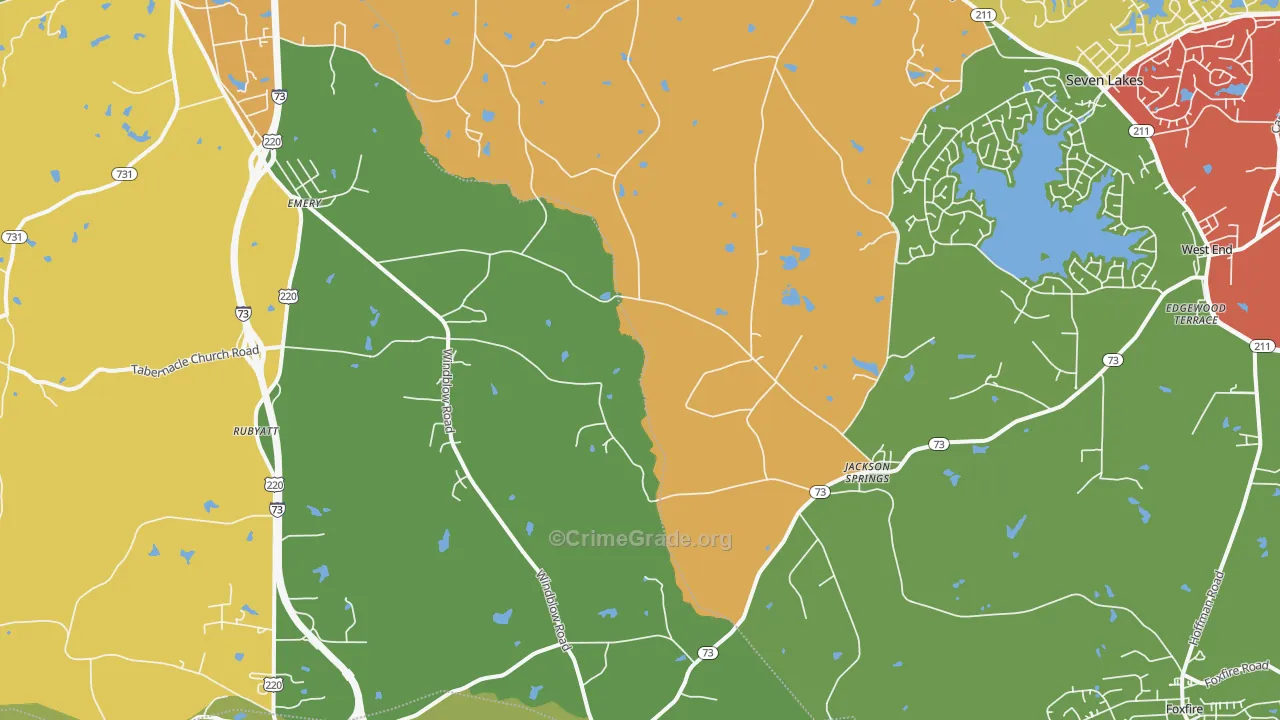 Jackson Springs, NC Map of Drug-Related Crime Rates