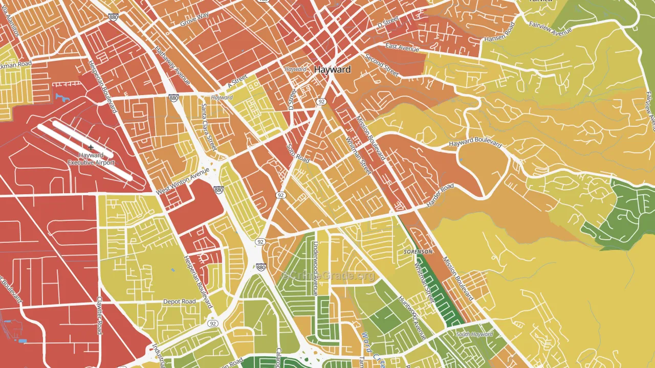 Jackson Triangle, Hayward, CA Map of Drug-Related Crime Rates