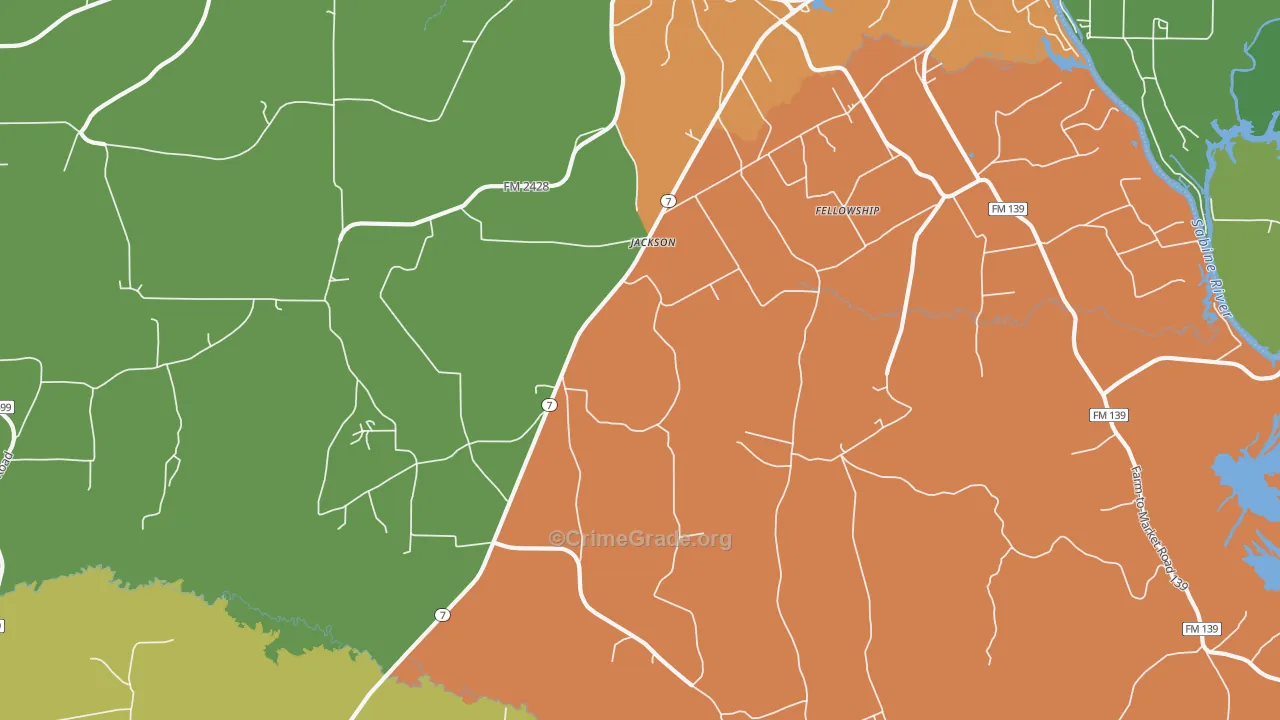 Jackson, TX Map of Drug-Related Crime Rates
