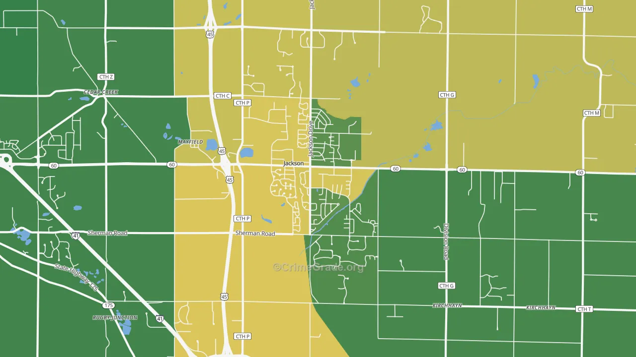 Jackson, WI Map of Drug-Related Crime Rates