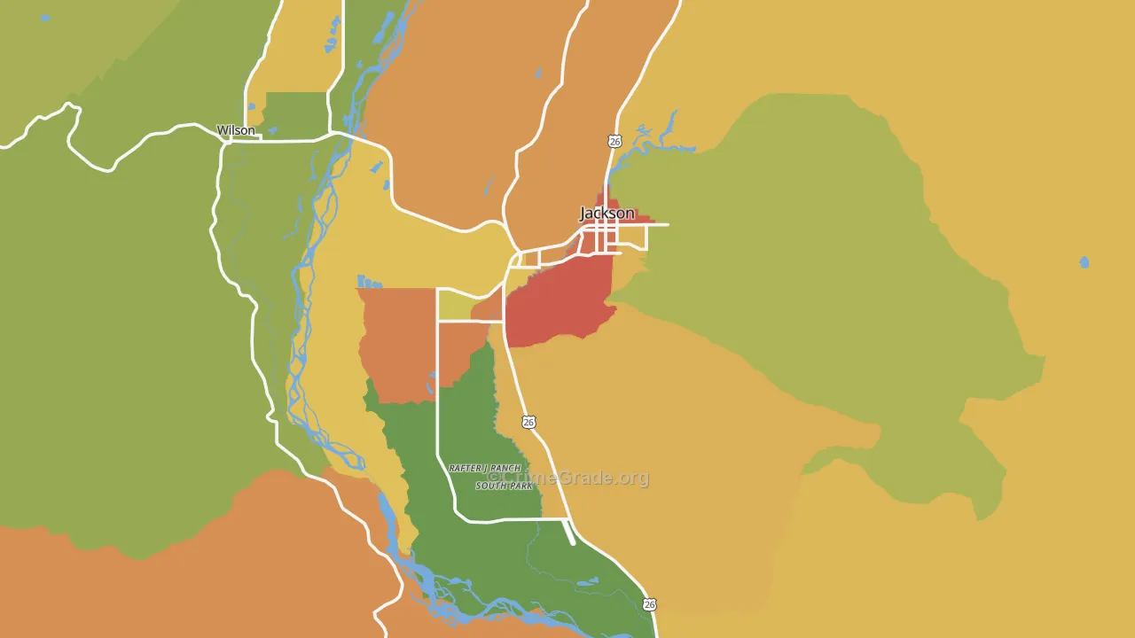 Jackson, WY Map of Drug-Related Crime Rates