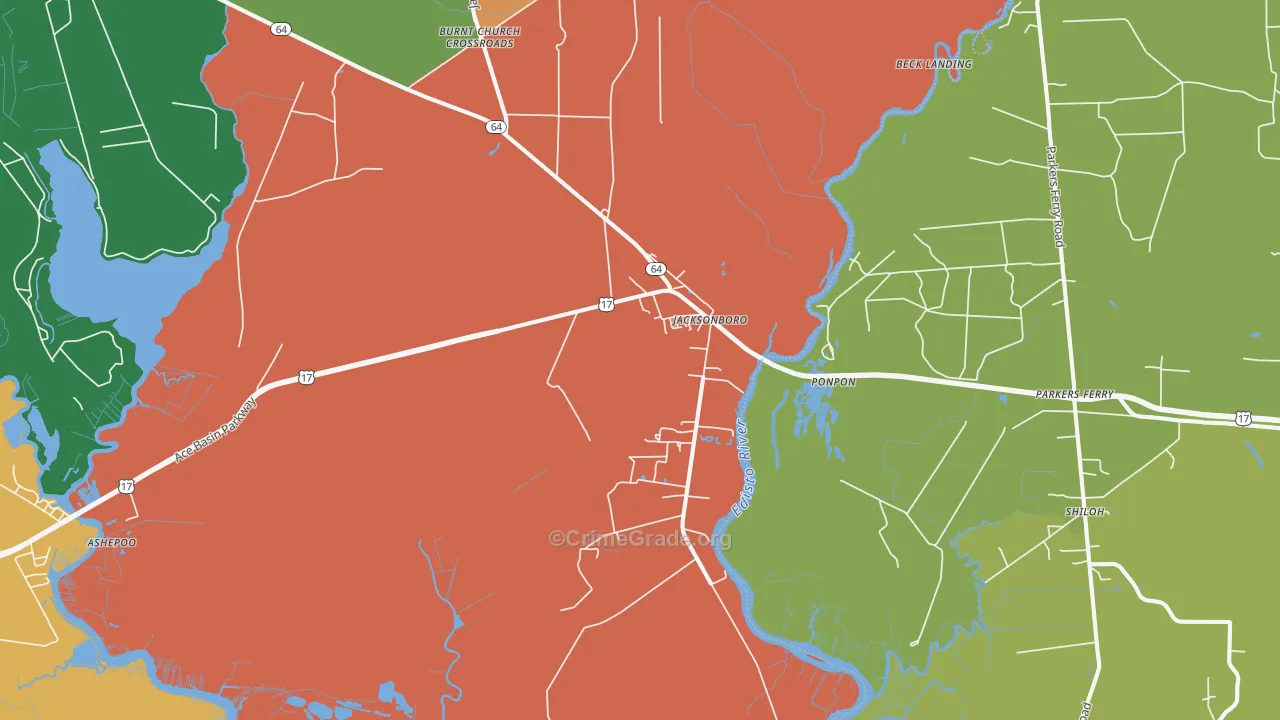 Jacksonboro, SC Map of Drug-Related Crime Rates