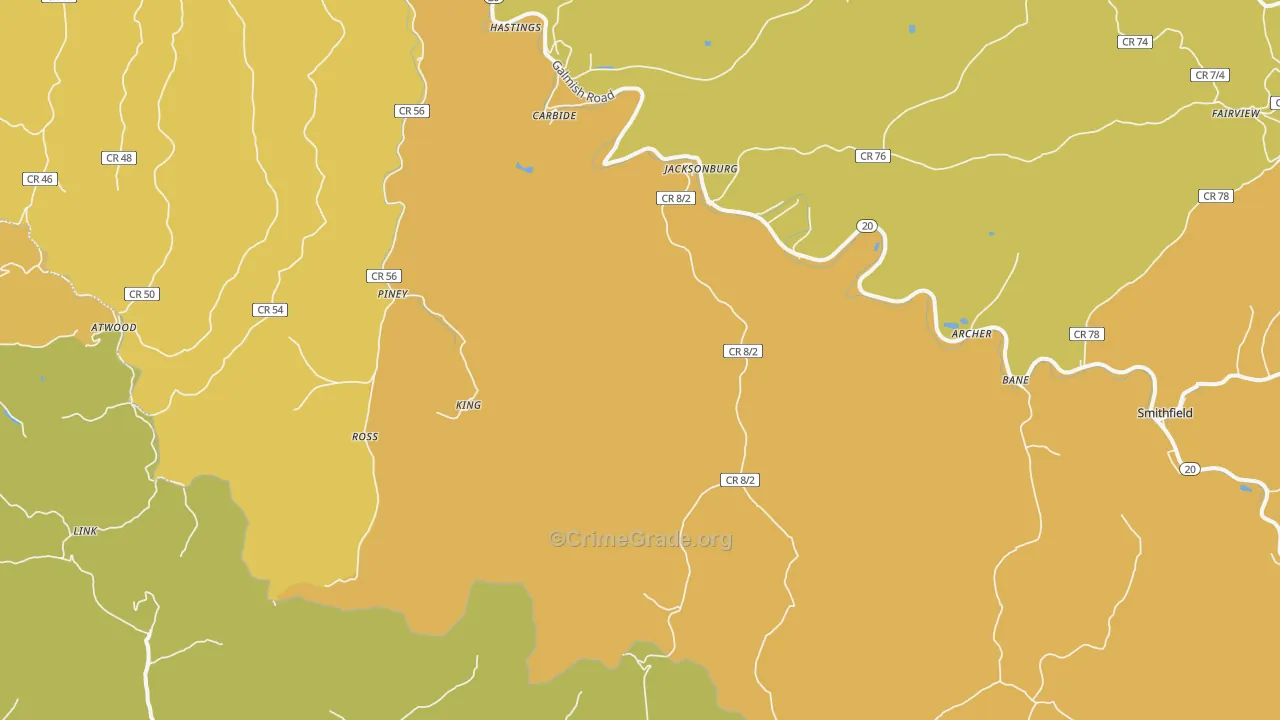 Jacksonburg, WV Map of Drug-Related Crime Rates