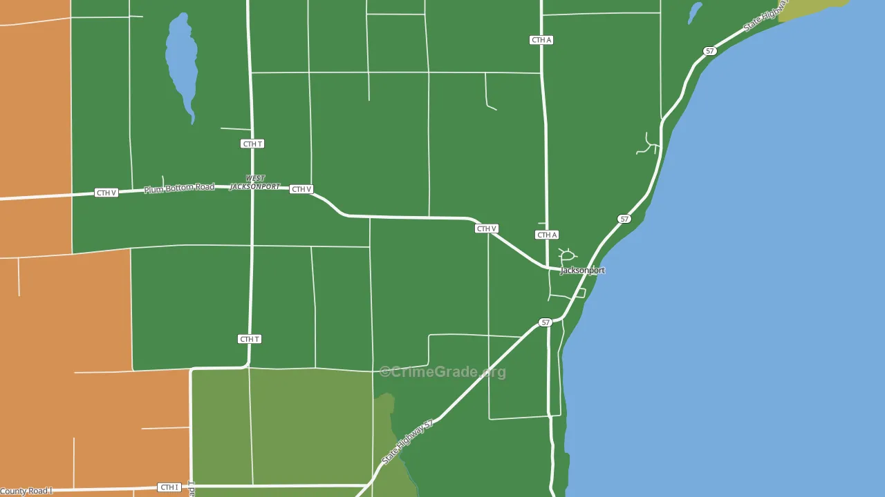 Jacksonport, WI Map of Drug-Related Crime Rates