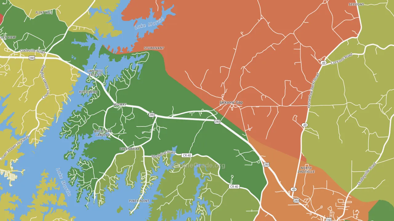 Jacksons' Gap, AL Map of Drug-Related Crime Rates