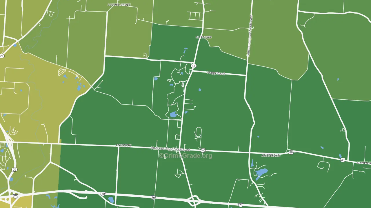 Jacksontown, OH Map of Drug-Related Crime Rates