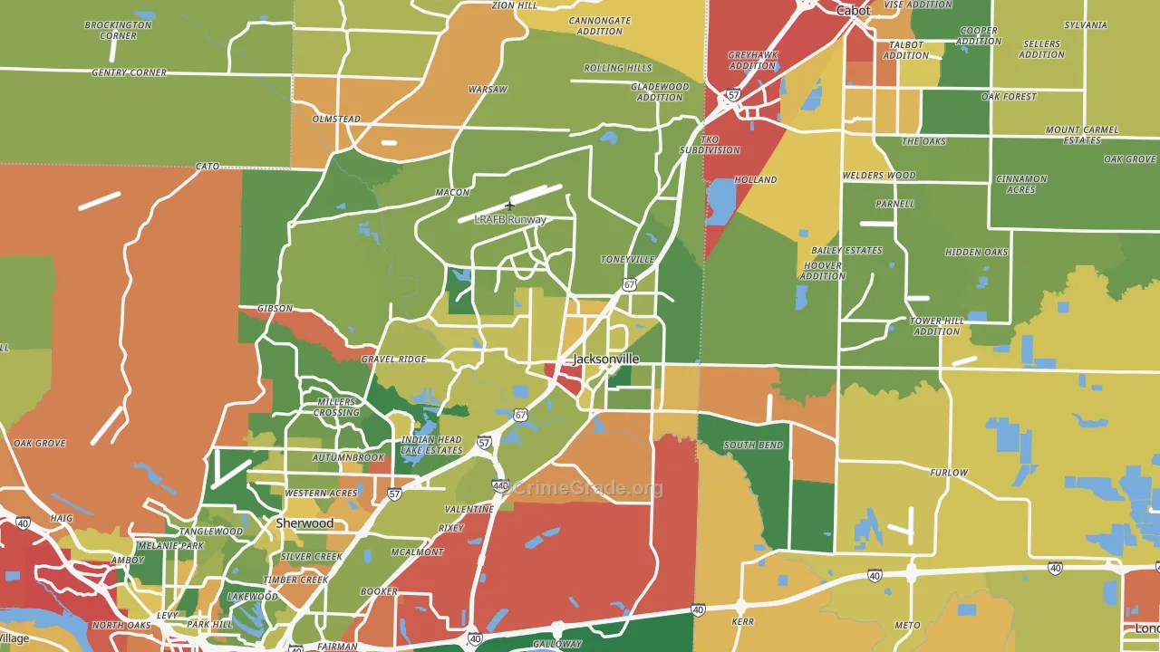 Jacksonville, AR Map of Drug-Related Crime Rates