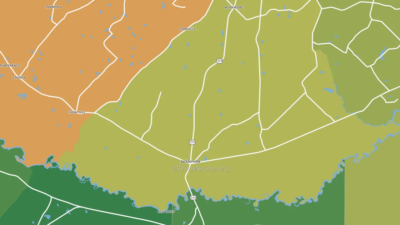 Jacksonville, GA Map of Drug-Related Crime Rates