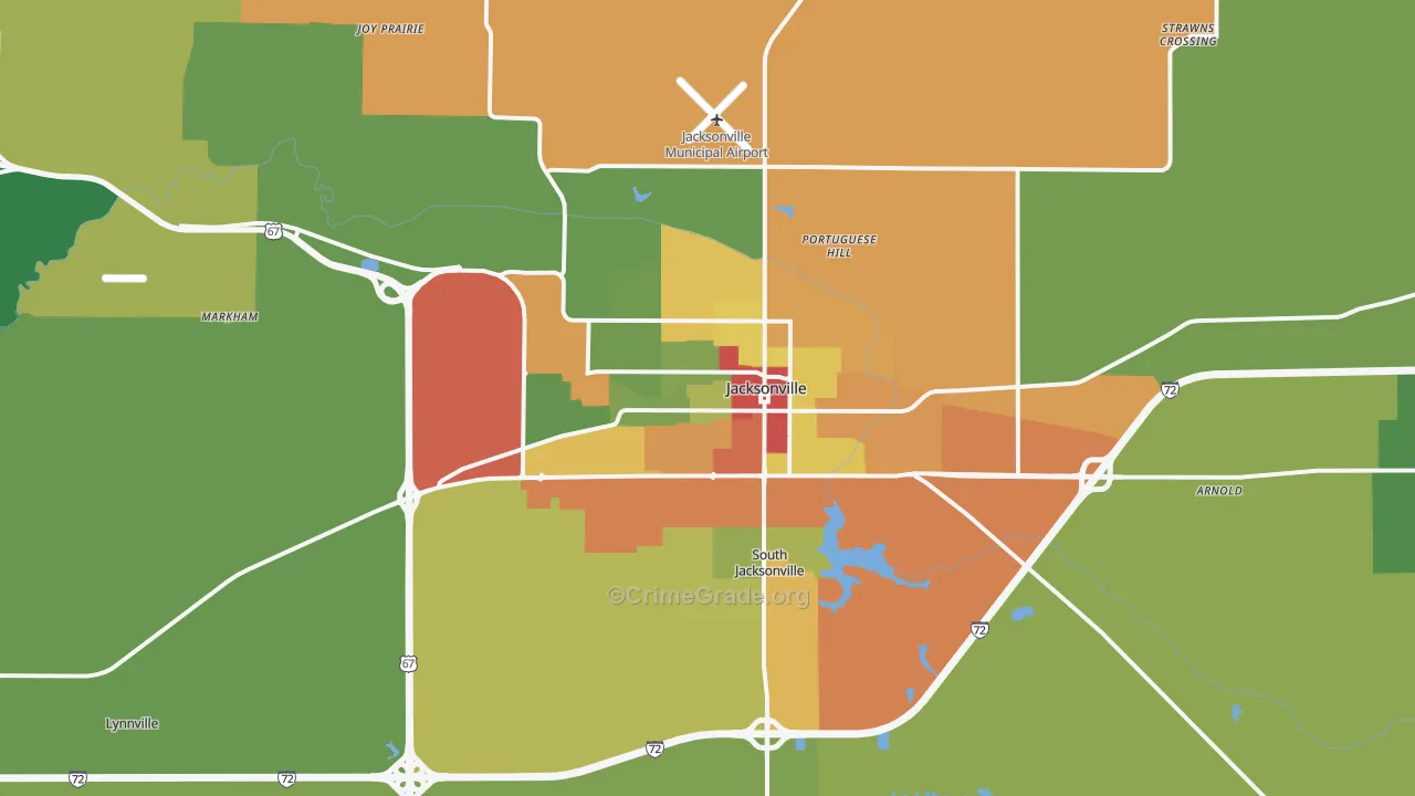 Jacksonville, IL Map of Drug-Related Crime Rates