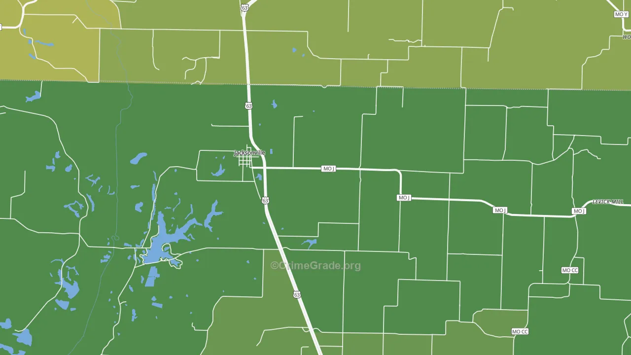 Jacksonville, MO Map of Drug-Related Crime Rates