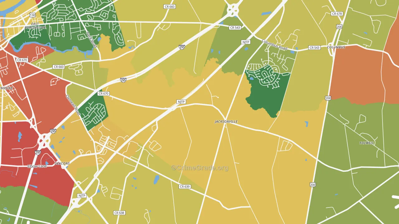 Jacksonville, NJ Map of Drug-Related Crime Rates