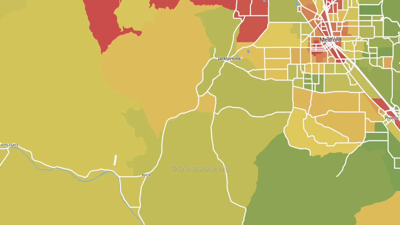 Jacksonville, OR Map of Drug-Related Crime Rates