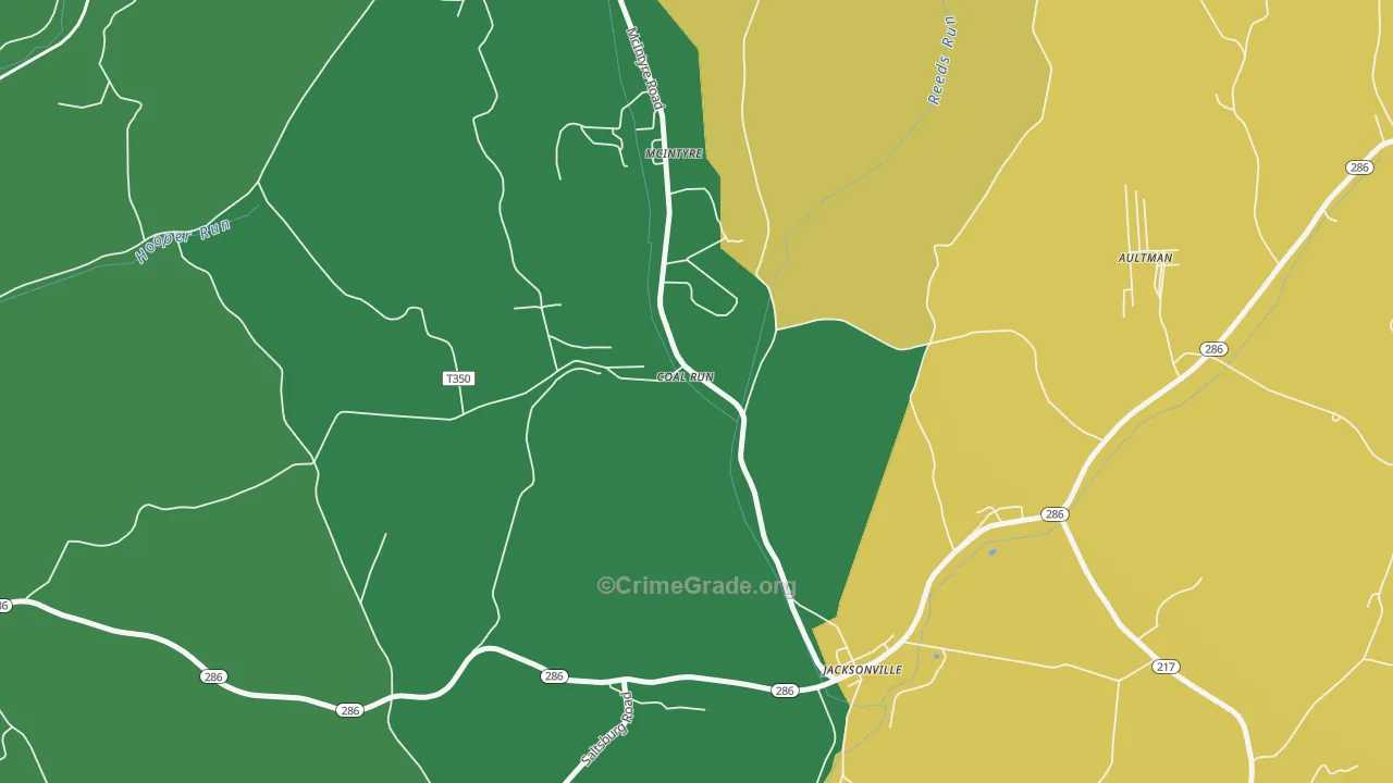 Jacksonville, PA Map of Drug-Related Crime Rates